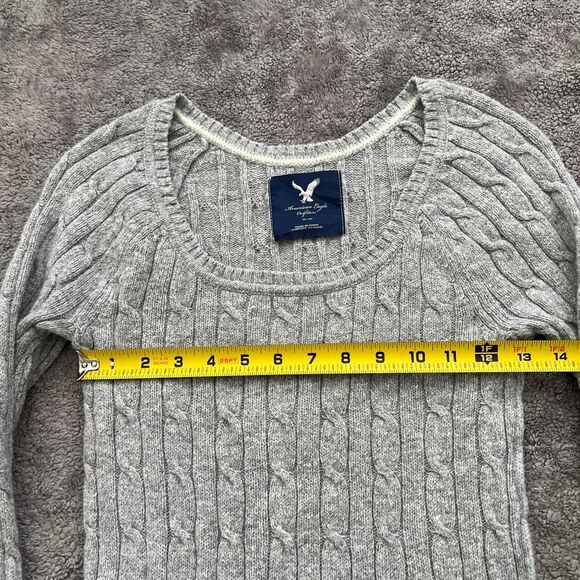 American eagle cable knit sweater grey fitted knit - Picture 5 of 5